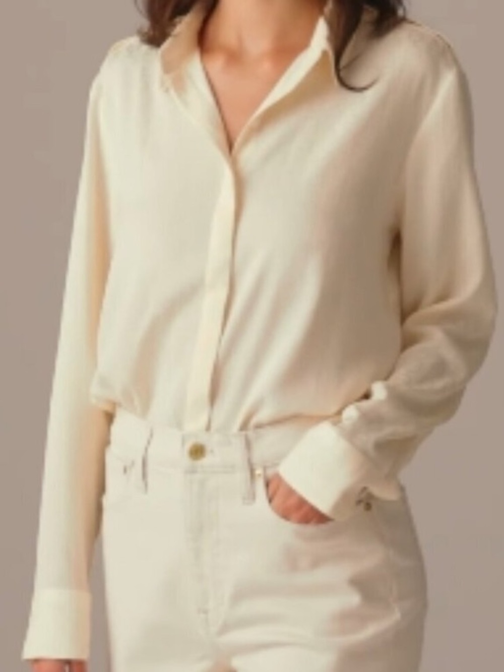 J.Crew Cream Satin Drapey Jacquard Chainlink Print Button Down Shirt XL - Picture 3 of 16
